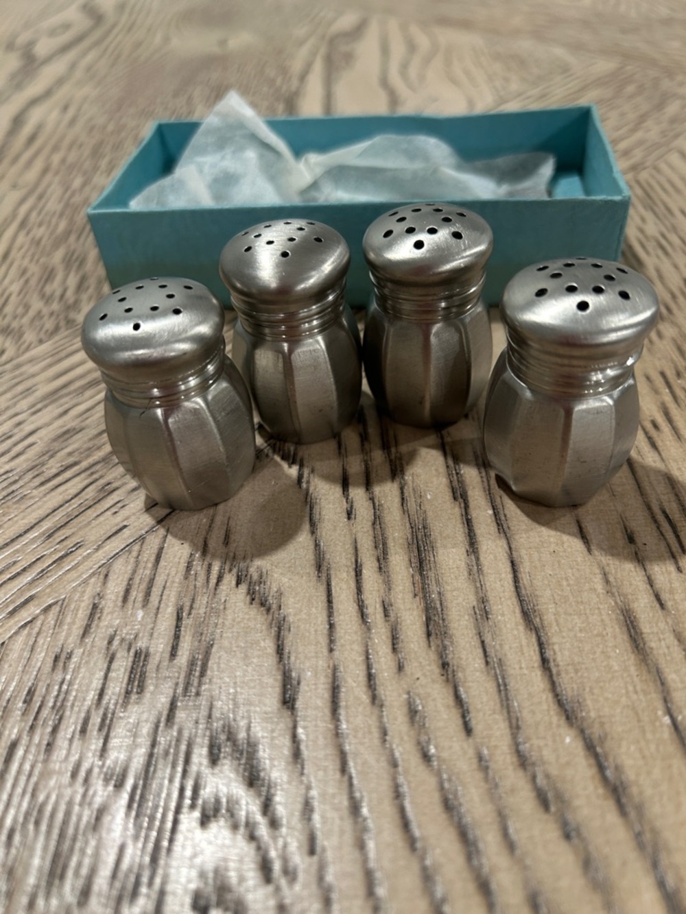 Vintage Empire Pewter Mini Salt & Pepper Shakers Set of 4